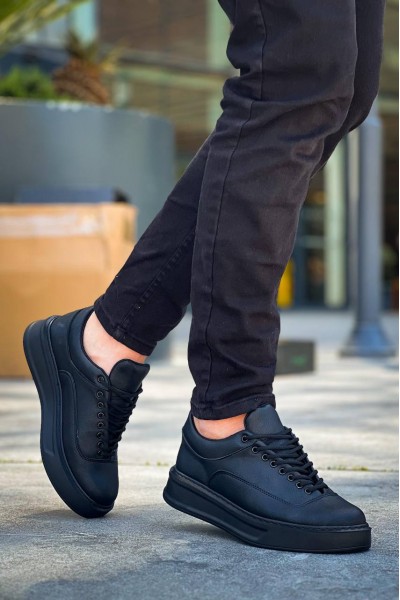 KB-005 Kuback Siyah Cilt Siyah Taban  Bağcıklı  Günlük Erkek  Ayakkabı