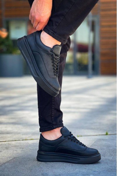 KB-005 Kuback Siyah Cilt Siyah Taban  Bağcıklı  Günlük Erkek  Ayakkabı