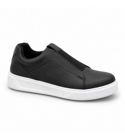 KB-007  Kuback Siyah Beyaz Yüksek Taban Tek Bant Bağcıksız Günlük Erkek Ayakkabı