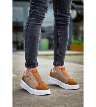 KB-007  Kuback  Vizon Taba Yüksek Taban Tek Bant Bağcıksız Günlük Erkek Ayakkabı