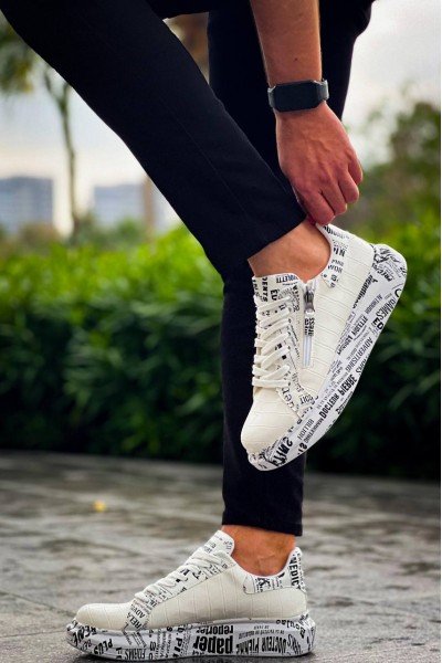 KB-02  Kuback Bağcıklı Crocodile Beyaz Gazete Günlük Erkek Ayakkabı