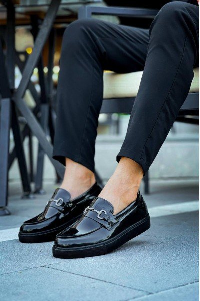 KB-027  Kuback Bağcıksız Kömür Rugan G Günlük Erkek Ayakkabı