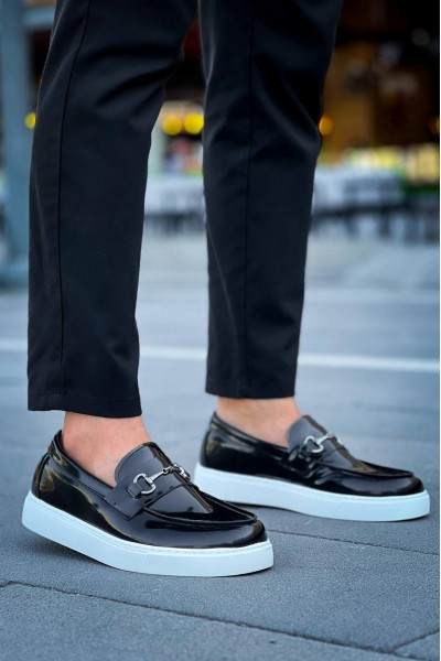 KB-027  Kuback Bağcıksız Siyah Rugan G Günlük Erkek Ayakkabı