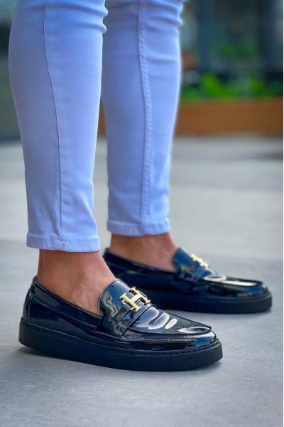 KB-027  Kuback  Bağcıksız Kömür Rugan H Günlük Erkek Ayakkabı