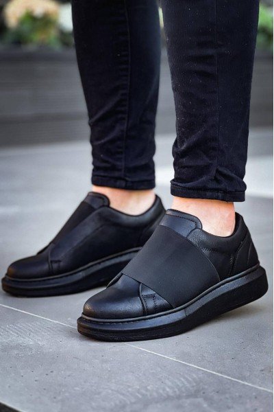 KB-040 Kuback Siyah Cilt Siyah Yüksek Taban Lastikli Günlük Erkek Ayakkabı KB-040 Kuback Siyah Cilt Siyah Yüksek Taban Lastikli Günlük Erkek Ayakkabı