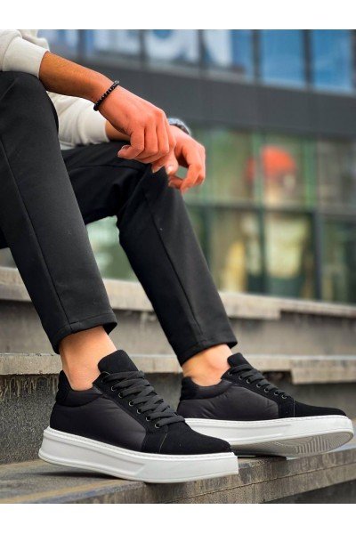 KB-046 Kuback Siyah Paraşüt Beyaz Yüksek Taban Günlük Spor Ayakkabı
