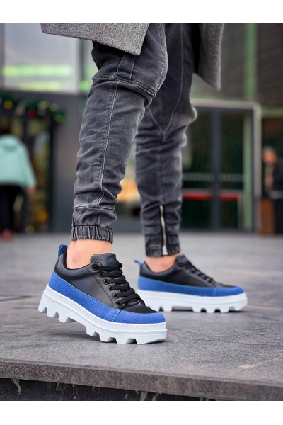 KB-056 Kuback Siyah Mavi Detaylı Beyaz Yüksek Taban Günlük Spor Ayakkabı KB-056 Kuback Siyah Mavi Detaylı Beyaz Yüksek Taban Günlük Spor Ayakkabı
