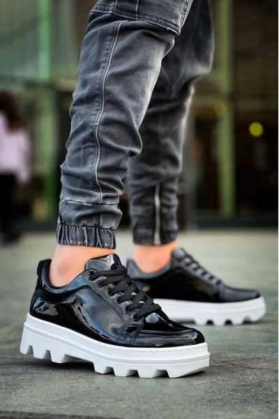 KB-056 Kuback Siyah Rugan Beyaz Yüksek Taban Günlük Spor Ayakkabı KB-056 Kuback Siyah Rugan Beyaz Yüksek Taban Günlük Spor Ayakkabı