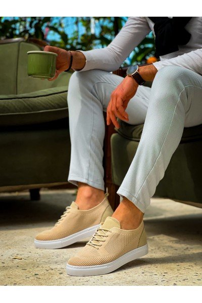 KB-101 Kuback Bej Triko Bağcıklı Günlük Erkek Ayakkabı