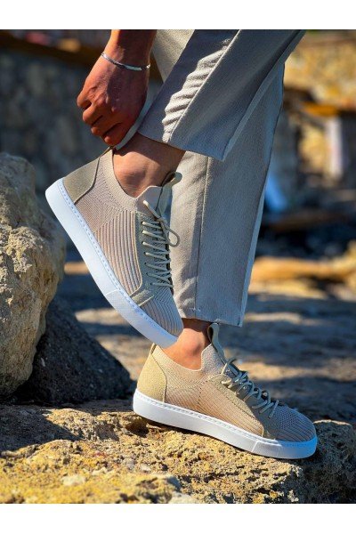 KB-112   Kuback Bej Triko Bağcıklı  Günlük Erkek  Ayakkabı