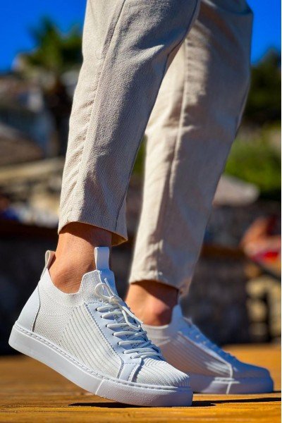 KB-112   Kuback Beyaz Triko Bağcıklı  Günlük Erkek  Ayakkabı