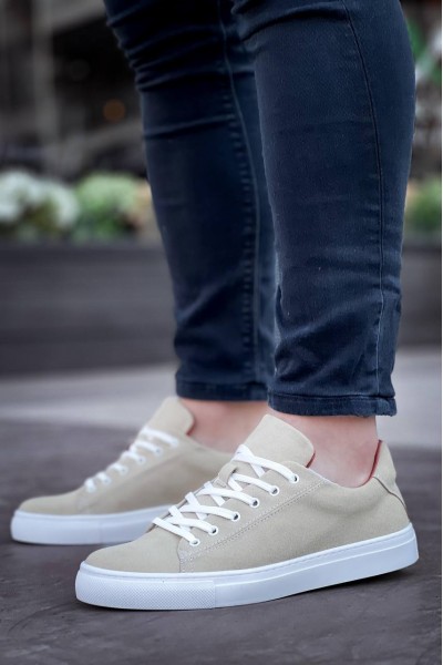 KB-122   Kuback Bej Süet Yüksek Taban Bağcıklı Günlük Erkek Ayakkabı