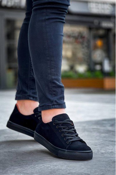 KB-122   Kuback Siyah Süet Siyah Yüksek Taban Bağcıklı Günlük Erkek Ayakkabı