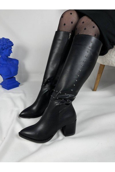 KB-505 Kuback Kömür Cilt Troklu Günlük Kadın Çizme