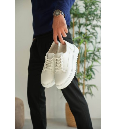 KB-X516 Kuback Beyaz Cilt Günlük Erkek Ayakkabı