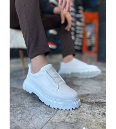 KB-703 Kuback Beyaz Cilt Lastikli Günlük Erkek Ayakkabı