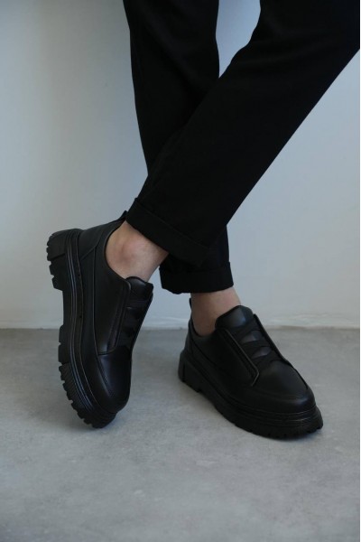 KB-703 Kuback Kömür Cilt Lastikli Günlük Erkek Ayakkabı