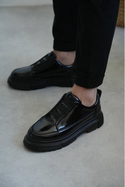 KB-703 Kuback Kömür Rugan Lastikli Günlük Erkek Ayakkabı