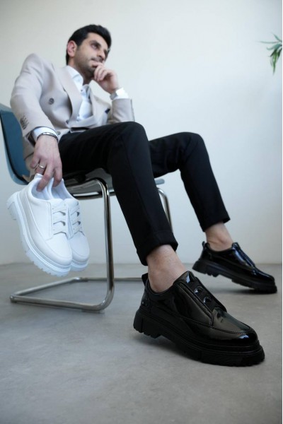 KB-703 Kuback Kömür Rugan Lastikli Günlük Erkek Ayakkabı