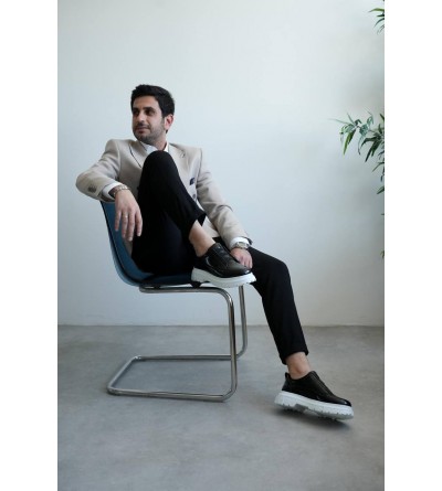 KB-703 Kuback Siyah Rugan Lastikli Günlük Erkek Ayakkabı