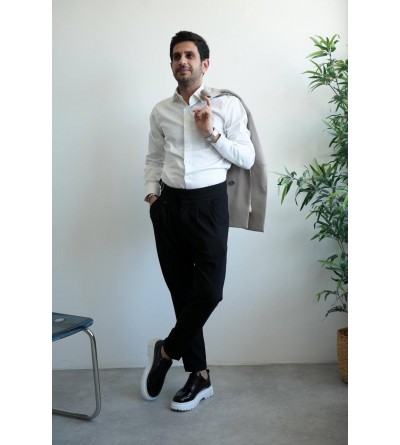 KB-703 Kuback Siyah Rugan Lastikli Günlük Erkek Ayakkabı