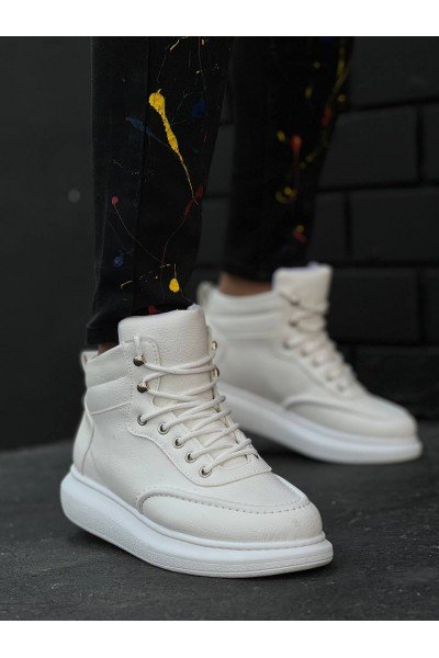 KB-0994  Kuback Beyaz Cilt  Yüksek Taban  Erkek Bilek Bot