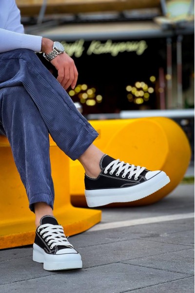 KB-CX-3 Kuback Kısa Siyah Keten Beyaz Yüksek Taban Spor Ayakkabı KB-CX-3 Kuback Kısa Siyah Keten Beyaz Yüksek Taban Spor Ayakkabı