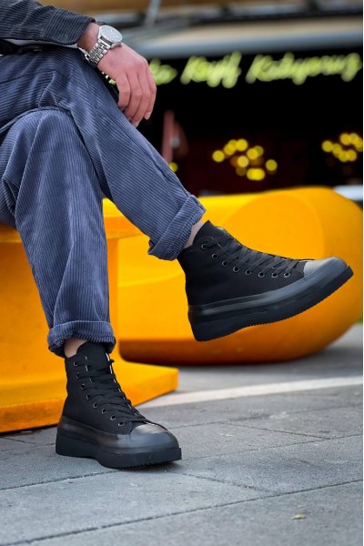 KB-CX-3 Kuback Uzun Siyah Keten Siyah Yüksek Taban Spor Ayakkabı KB-CX-3 Kuback Uzun Siyah Keten Siyah Yüksek Taban Spor Ayakkabı