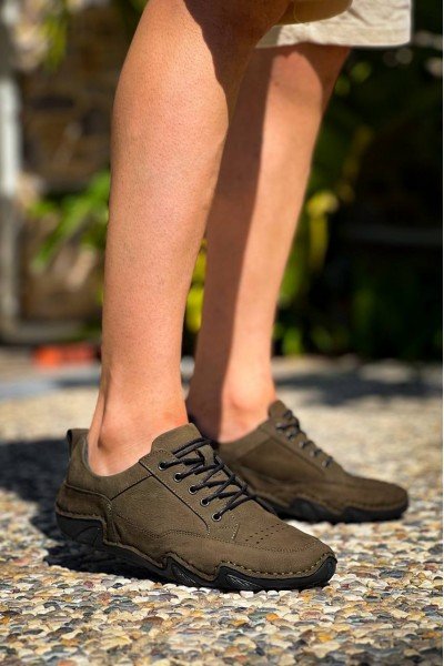 KBDX1 Kuback Haki Deri Günlük Erkek Ayakkabı