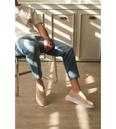 KB-M101 Kuback Bej Triko Bağcıklı Günlük Erkek Ayakkabı