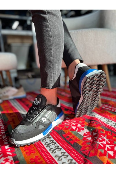 KB-N1 Kuback Siyah Mavi Detaylı Günlük Erkek Ayakkabı