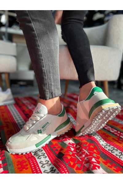 KB-N1 Kuback Beyaz Yeşil Detaylı Günlük Erkek Ayakkabı