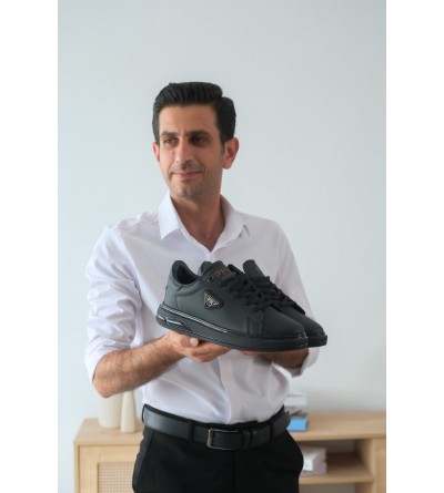 KB-PH-2 Kuback Siyah Cilt Siyah Jel Taban Bağcıklı Günlük Erkek Ayakkabı