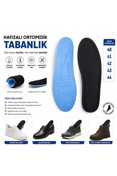 KB-TBN Kuback Full Ortopedik Hafızalı Tabanlık Siyah
