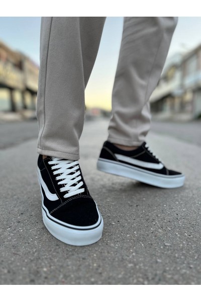 KB-V1 Kuback Siyah Beyaz Detaylı Günlük Erkek Ayakkabı