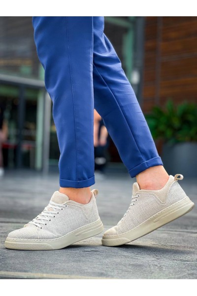 KB-X204 Kuback Bej Keten Bej Yüksek Taban Günlük Erkek Spor Ayakkabı