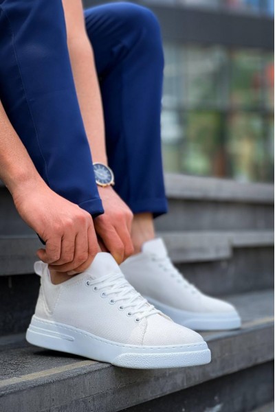 KB-X204 Kuback Beyaz Keten Beyaz Yüksek Taban Günlük Erkek Spor Ayakkabı