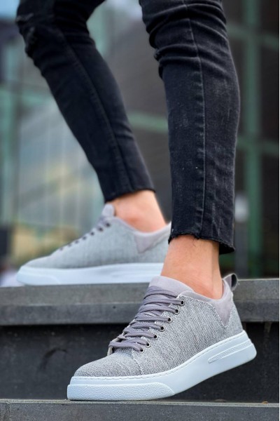 KB-X204 Kuback Gri Keten Beyaz Yüksek Taban Günlük Erkek Spor Ayakkabı