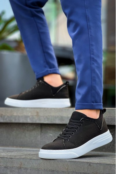 KB-X204 Kuback Siyah Keten Beyaz Yüksek Taban Günlük Erkek Spor Ayakkabı