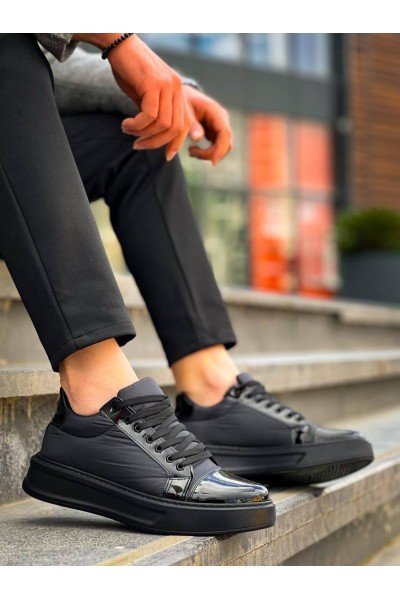 KB-X46 Kuback Siyah Rugan Yüksek Siyah Taban Günlük Spor Ayakkabı