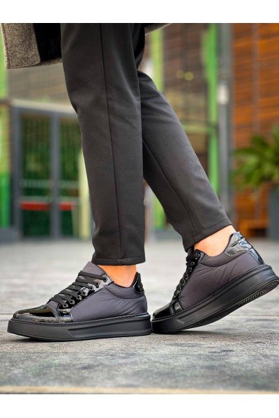KB-X46 Kuback Siyah Rugan Yüksek Siyah Taban Günlük Spor Ayakkabı