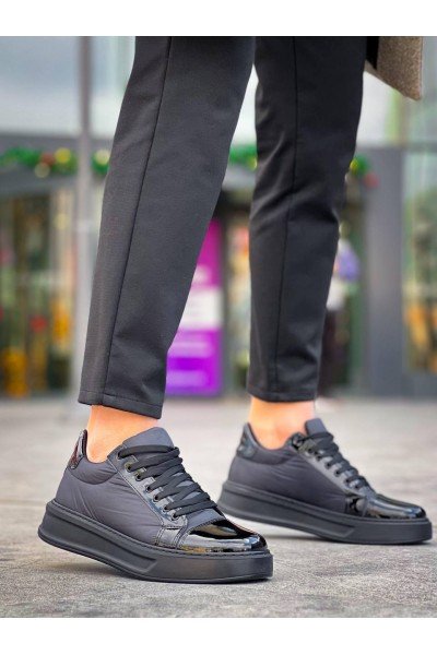 KB-X46 Kuback Siyah Rugan Yüksek Siyah Taban Günlük Spor Ayakkabı