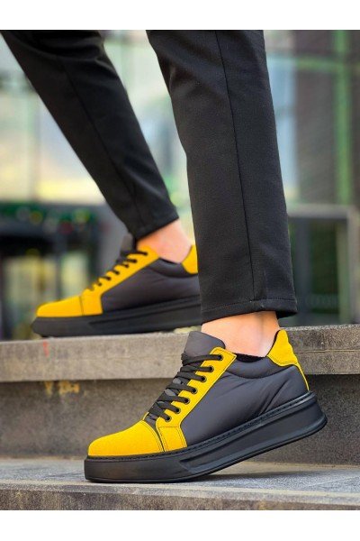 KB-X46 Kuback Siyah Sarı Yüksek Siyah Taban Günlük Spor Ayakkabı KB-X46 Kuback Siyah Sarı Yüksek Siyah Taban Günlük Spor Ayakkabı