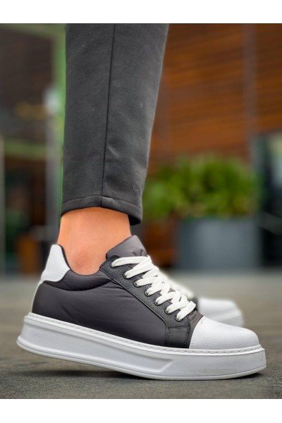 KB-X46 Kuback Siyah Beyaz Yüksek Beyaz Taban Günlük Spor Ayakkabı