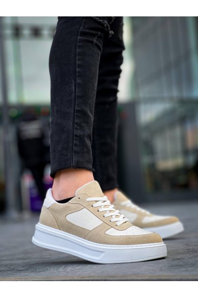 KB-X8 Kuback Bej Keten Süet Yüksek Taban Günlük Spor Ayakkabı
