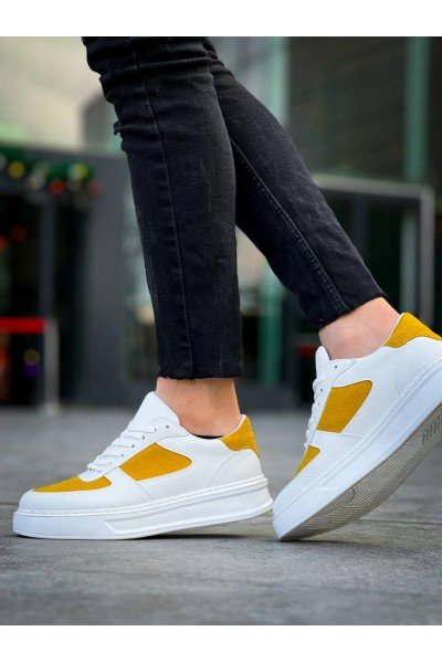 KB-X8 Kuback Beyaz Cilt Sarı Süet Detaylı Beyaz Yüksek Taban Günlük Spor Ayakkabı KB-X8 Kuback Beyaz Cilt Sarı Süet Detaylı Beyaz Yüksek Taban Günlük Spor Ayakkabı