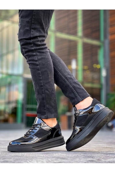 KB-X8 Kuback Siyah Rugan Yüksek Siyah Taban Günlük Spor Ayakkabı