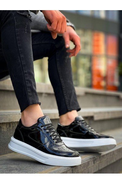 KB-X8 Kuback Siyah Rugan Detaylı Beyaz Yüksek Taban Günlük Spor Ayakkabı