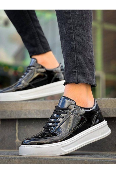 KB-X8 Kuback Siyah Rugan Detaylı Beyaz Yüksek Taban Günlük Spor Ayakkabı