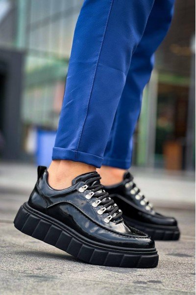 KB-X10 Kuback Siyah Rugan Siyah Yüksek Taban Günlük Spor Ayakkabı